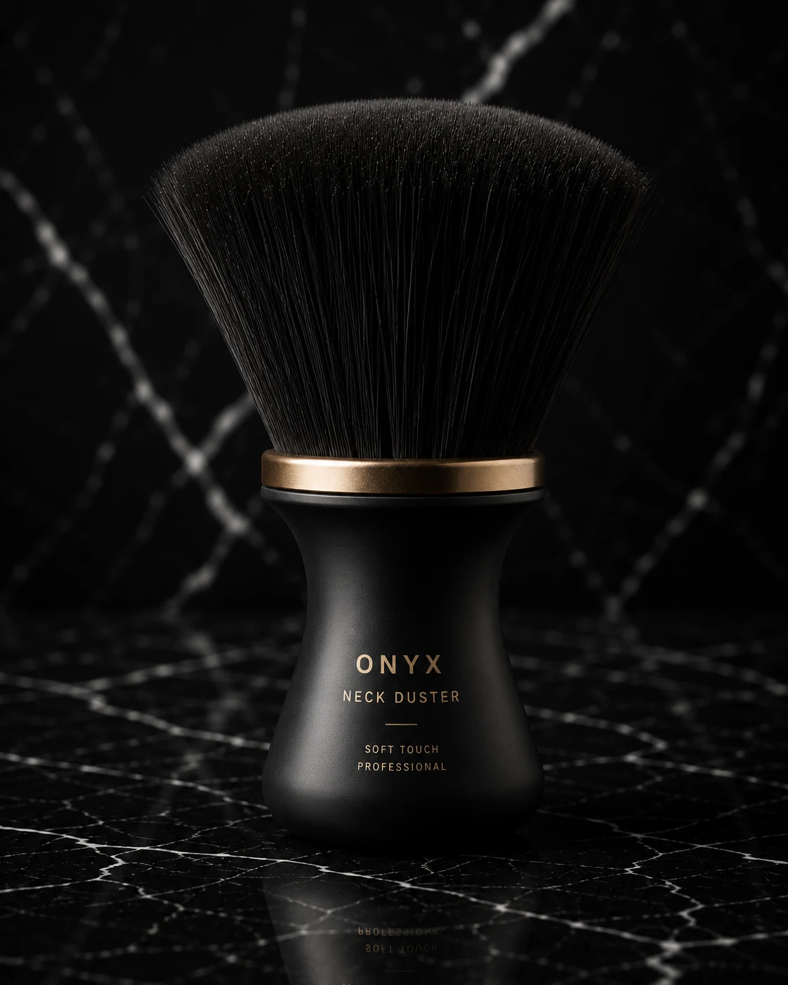 Neck duster brush in the fictional BLACKLINE shop.