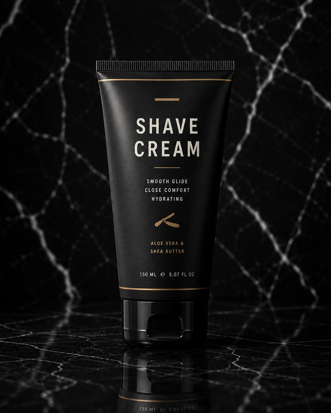 Tin labelled Shave Cream in the fictional BLACKLINE shop.