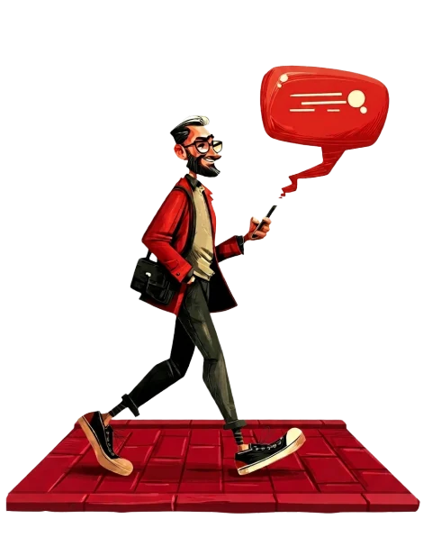 Person walking with phone — SMS appointment reminder pops up